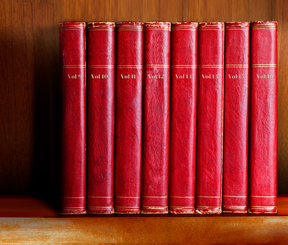 picture of red books on a shelf