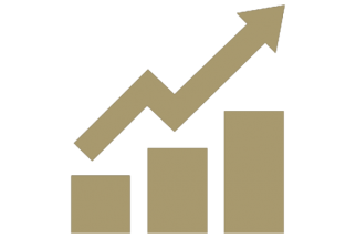 bar graph with up and to the right arrow