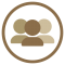 three different colored human icons grouped closely together inside of a circle